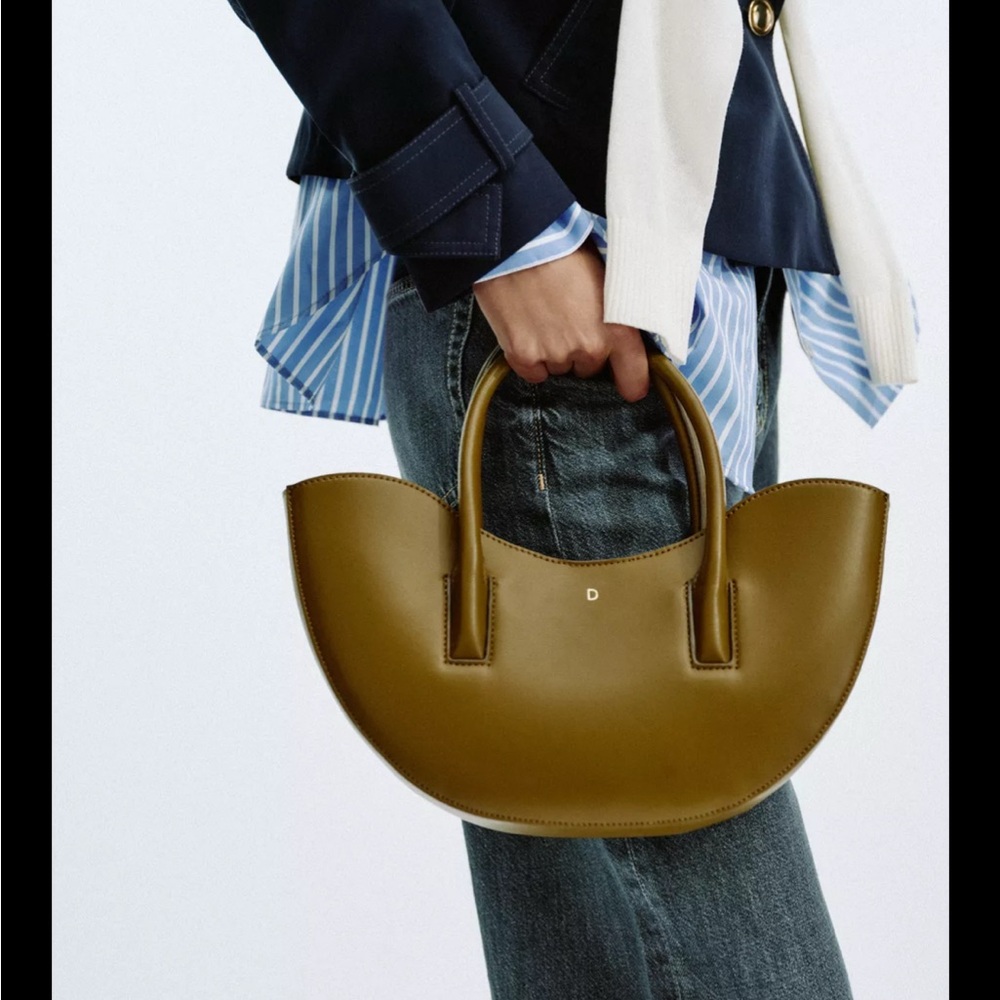Zara Olive Crescent Top-Handle Crossbody Bag